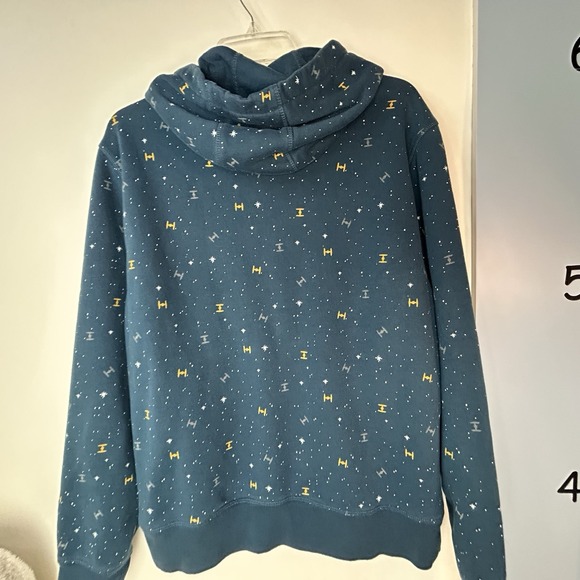 Star Wars All Over Graphic Print Dark Blue Stars & Ships Unisex Hoodie Large - Picture 6 of 15